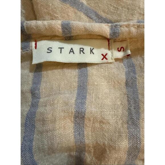 Stark X Striped Small 100% Linen Minimalist Organic Luxury Natural Blouse Small - Picture 3 of 15